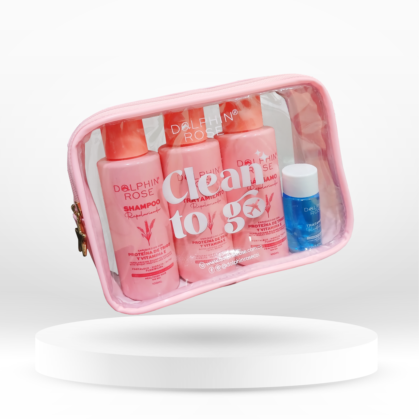 KIT VIAJERO REPOLARIZADOR X 100 ML + AMP - DOLPHIN ROSE